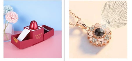 Hot Valentine's Day Gifts Metal Rose Jewelry Gift Box