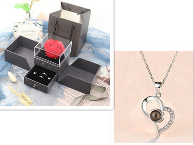 Hot Valentine's Day Gifts Metal Rose Jewelry Gift Box